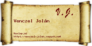 Venczel Jolán névjegykártya